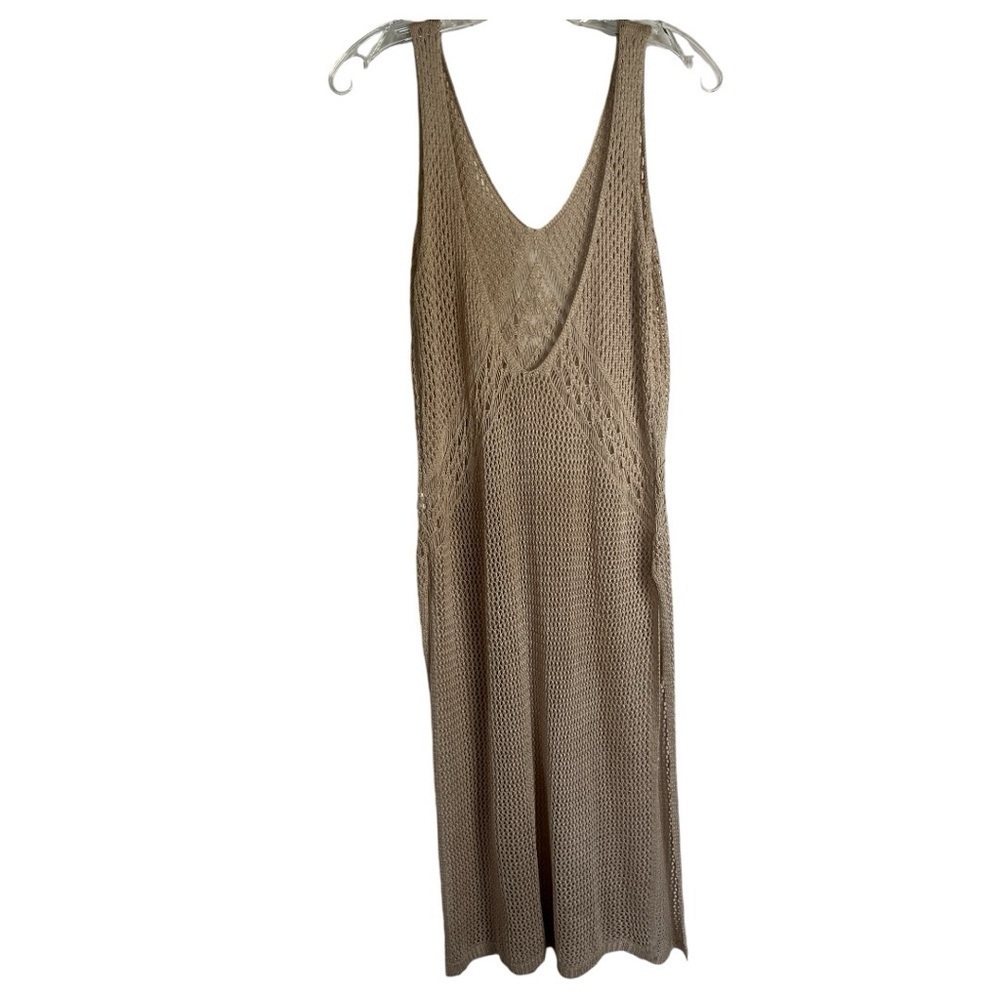 Crochet dress or beach cover up beige one size - Picture 2 of 5